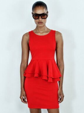 FashionMia Red Peplum Dress Size M